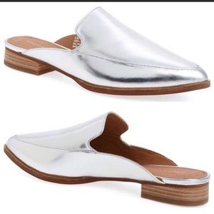 Halogen Corbin silver metallic slides mules NEW 6